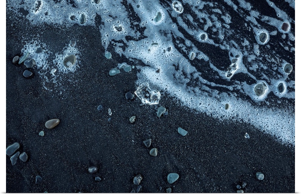 Black sand beach and ice in south Iceland.