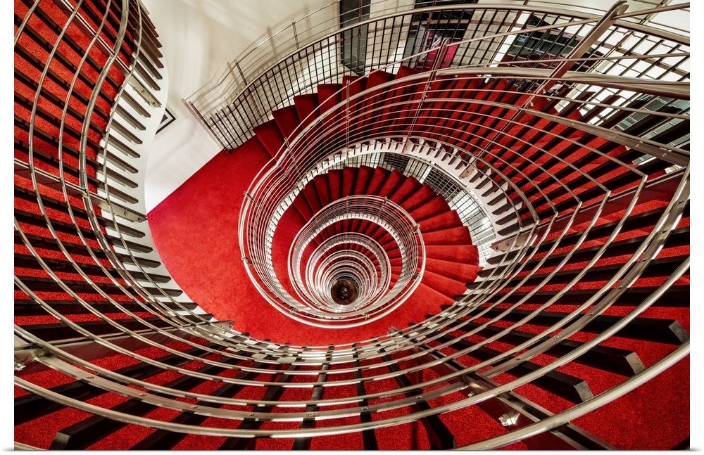 Spiral staircase inside the Reykjavic Hilton Hotel in Iceland.