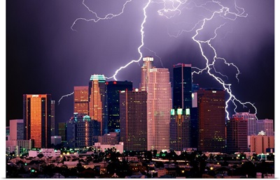 Lightning above Los Angeles, California