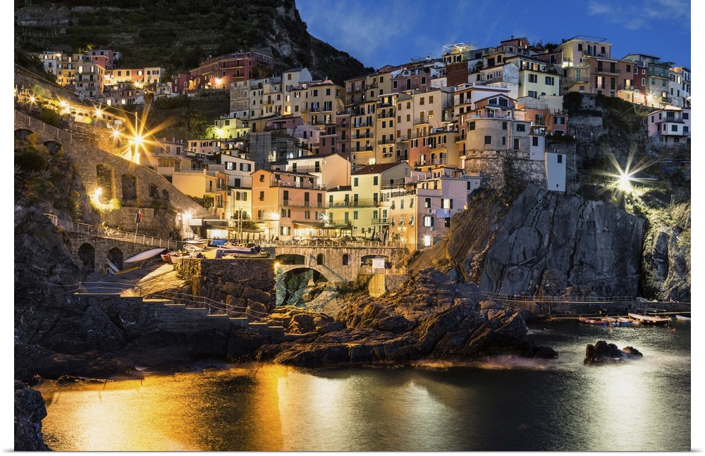 Manerola in the Cinque Terre after dark.