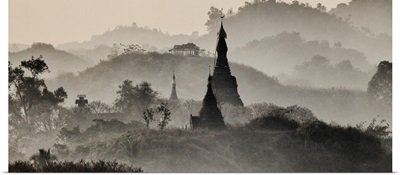 Misty sunrise in the hills of Mrauk, Myanmar