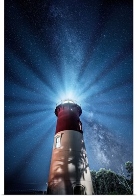 Nauset Lighthouse and Milky Way after dark