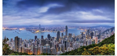 Panorama Of Hong Kong Harbor From Above
