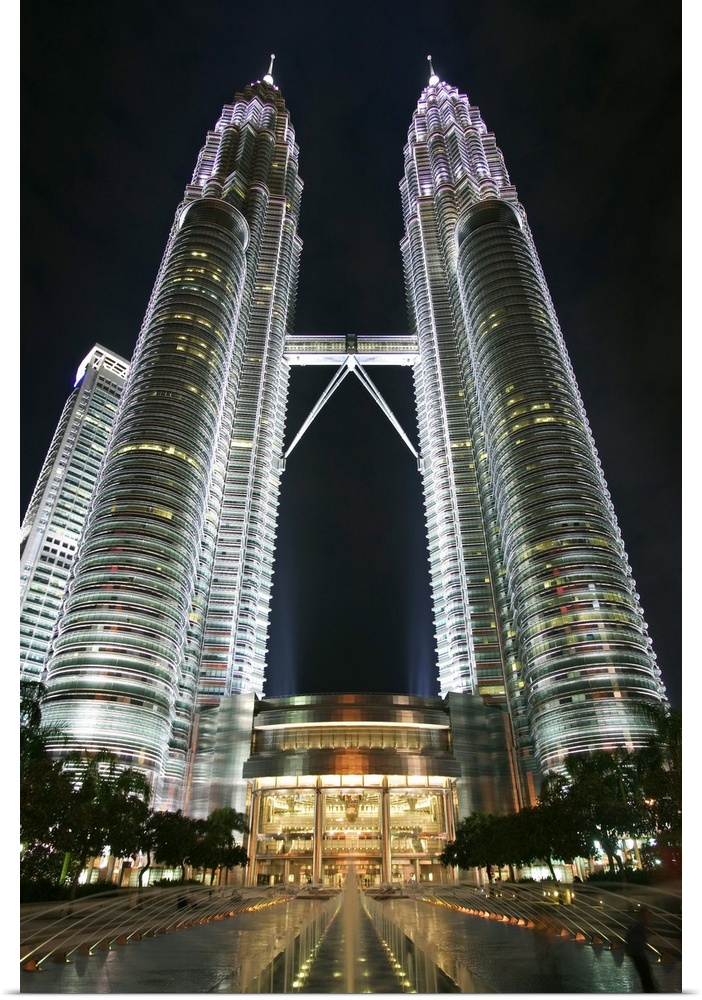 Poster Print Wall Art entitled Petronas Towers after dark, Kuala Lumpur ...