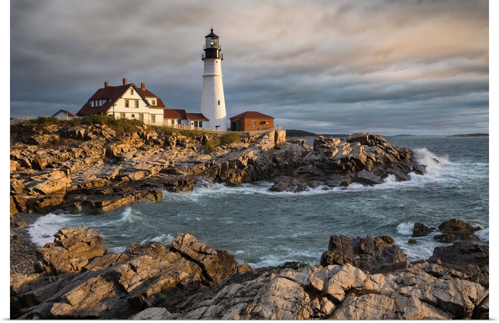 Portland Maine Lighthouse at sunrise.
