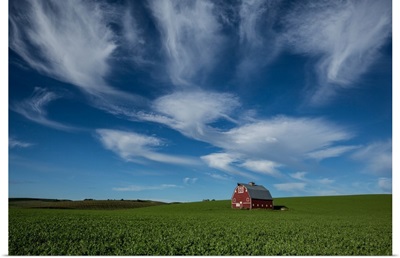 Red barn in wheat fields of the Palouse
