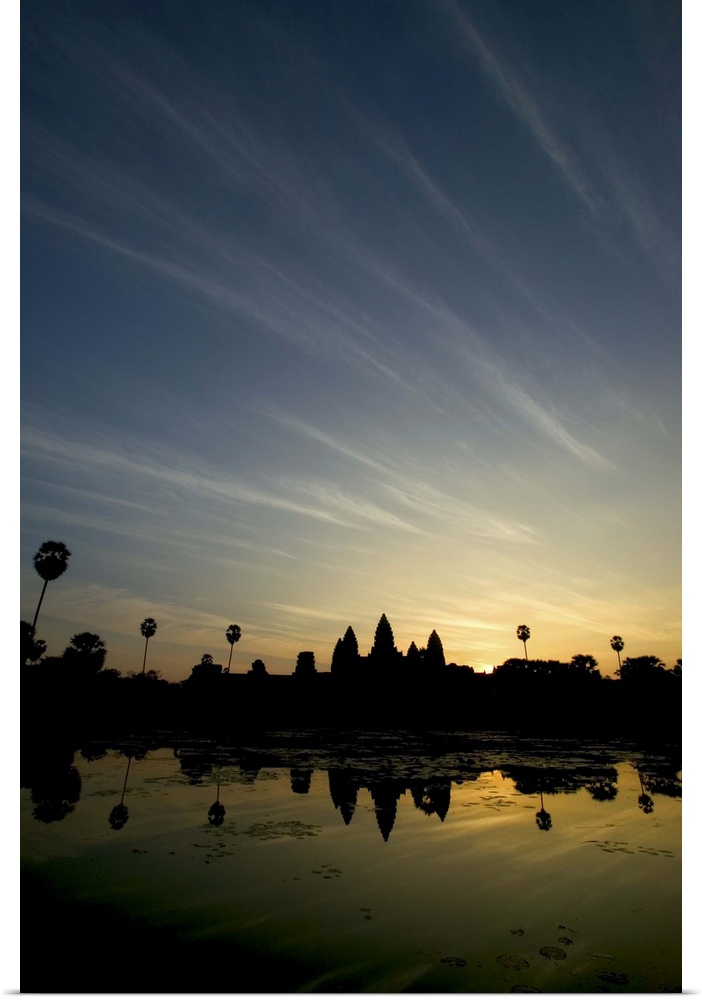Reflecting pool at sunrise, Angkor Wat temple, Cambodia