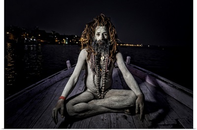 Religious Sadhu On The Ganges  In Varinasi, India