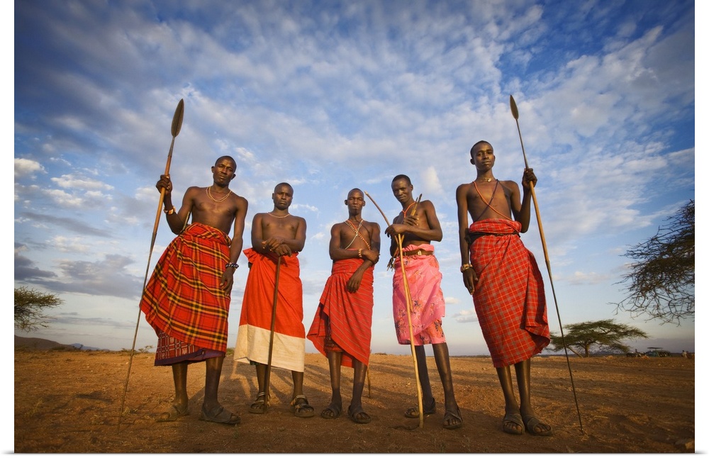 Samburu tribe at sunset, Kenya, Africa
