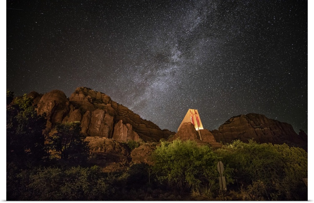 The Milky Way above the Chapel in Sedona, Arizona.
