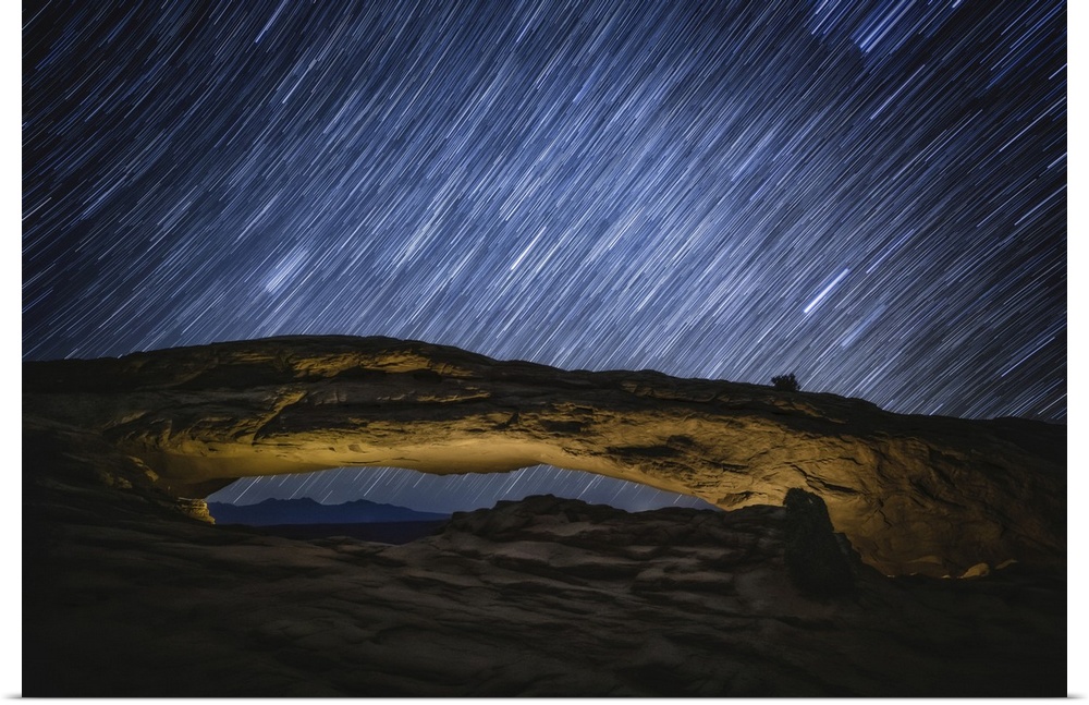 Star trails over Mesa Arch in Canyonlands National Park