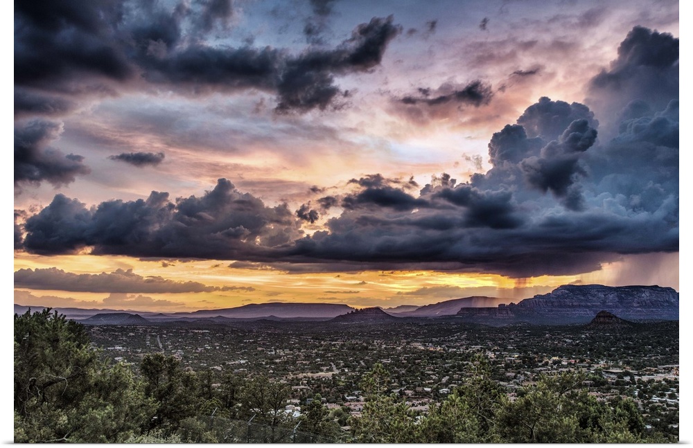 Sunset and storm over Sedona, Arizona