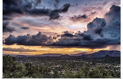 Sunset and storm over Sedona, Arizona