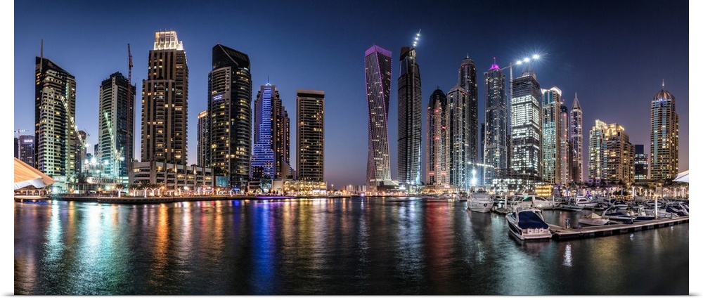 The Dubai Marina after dark.