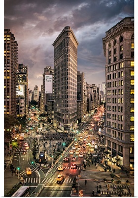 The Flatiron Building in New York City from above