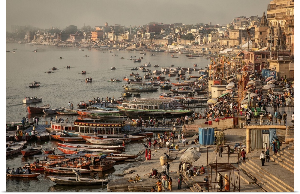 The Ganges River and crowded city of Varinasi, India