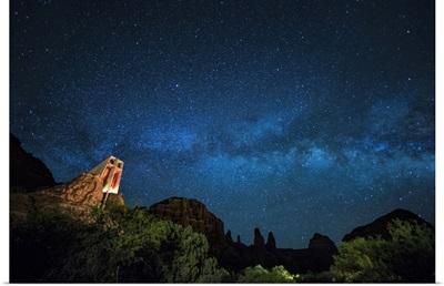 The Milky Way above the Chapel of the Holy Cross in Sedona, Arizona