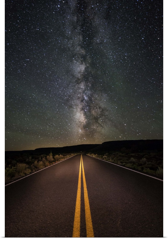 The Milky Way over a deserted road.