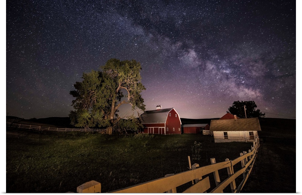 The Milky Way over a farm in the Palouse, Washington.