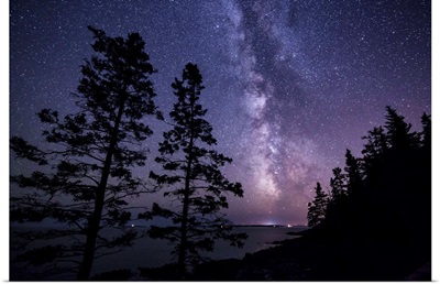 The Milky Way over the coast in Acadia National Park in Maine