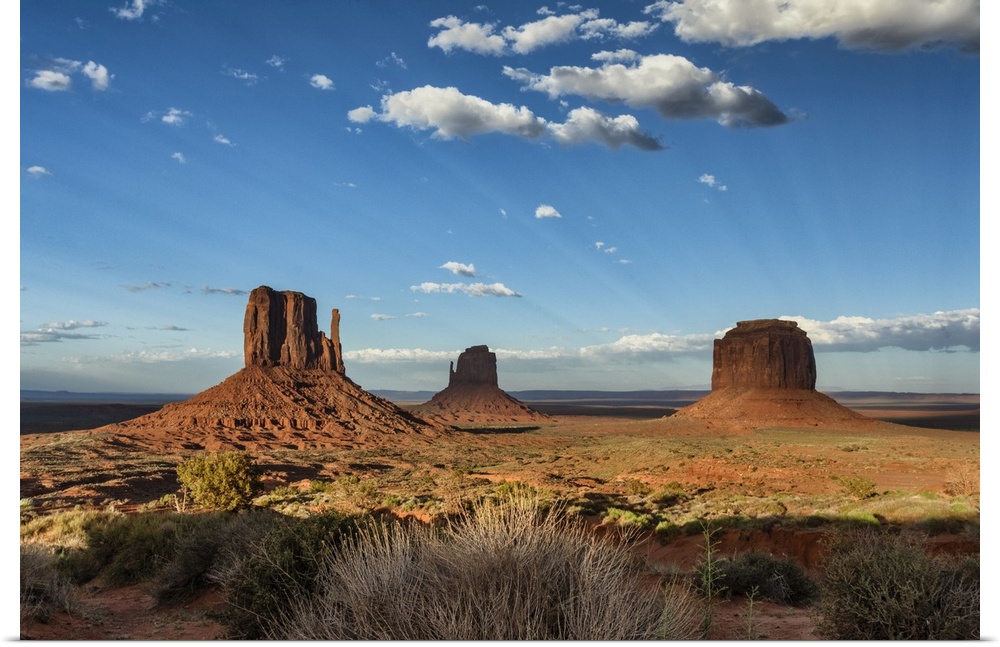 The MIttens at sunset in Monument Valley, Utah