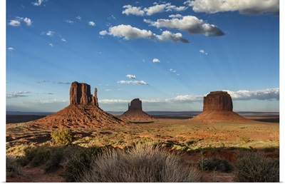 The Mittens At Sunset In Monument Valley, Utah