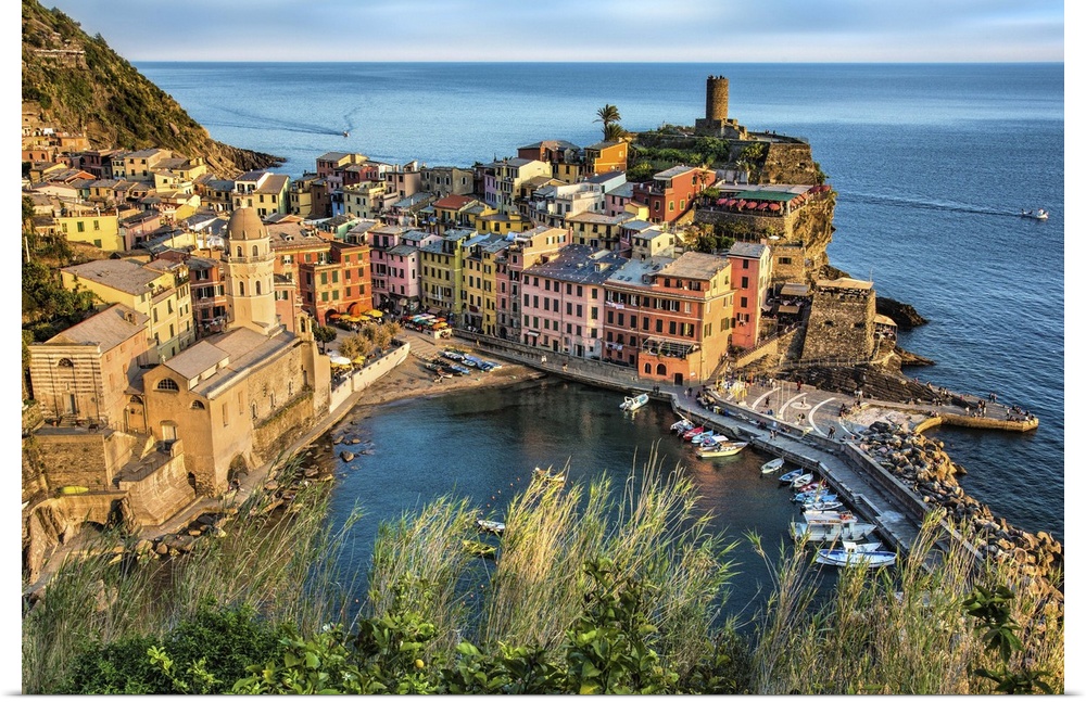 Vernazza in the Cinque Terre at sunset .