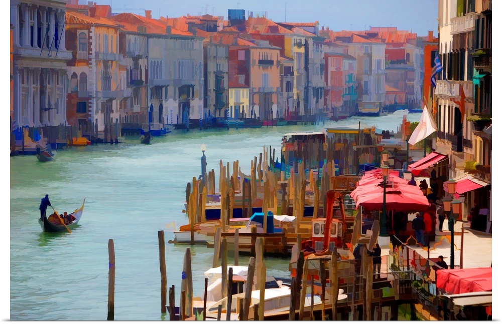 A Venetian scene has been turned into wall art for the home by posterizing a photograph of the canal.