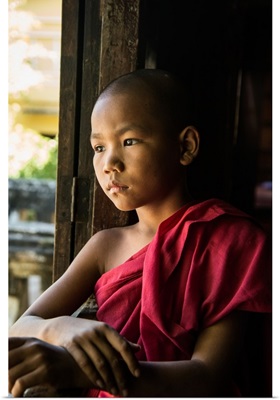 Young Burmese monk in his monastery in Bagan