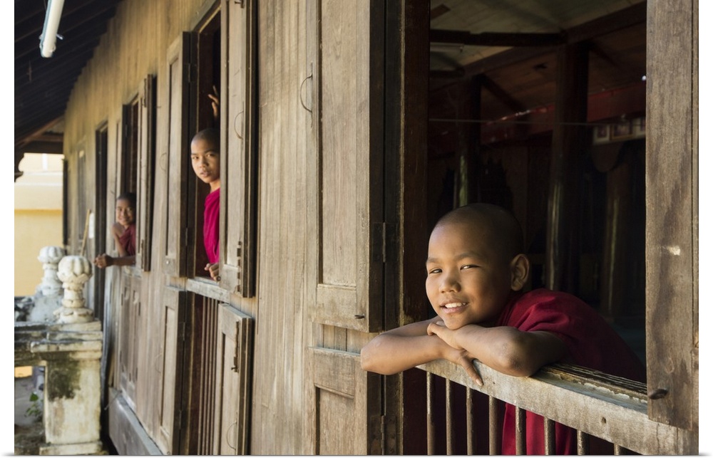 Young Burmese monks in their monastery