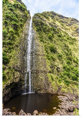 A Waterfall On The Big Island's Inaccessible Northeast Shore.