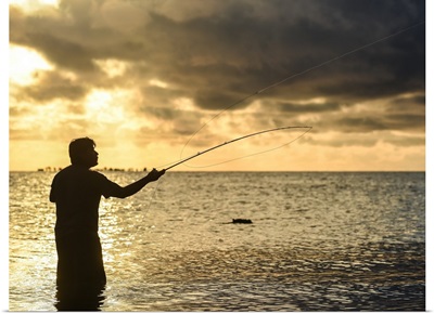 Fly fishing at sunset in Southern Belize