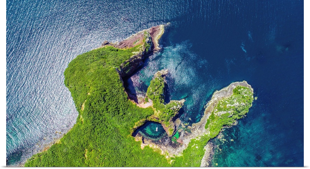 Looking Down On A Stunning Island Scene In New Zealand
