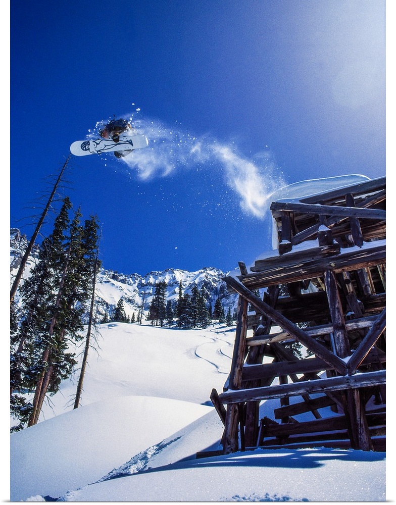Rocket Reeves soaring off a jump at Telluride, Colorado, in the mid 90s.