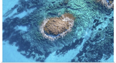Aerial Drone Views Of A Beautiful Protected Mediterranean Cove In Cala Mondrago Mallorca