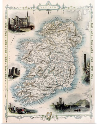 Antique Map of Ireland, Published In the Illustrated Atlas, London, 1851