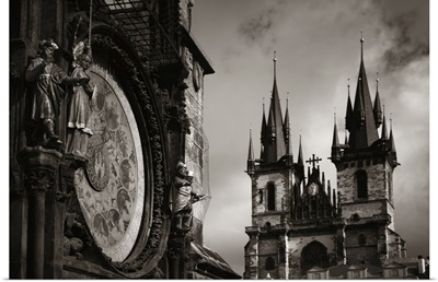 Astronomical Clock Closeup In Old Town Square In Prague, Czech Republic