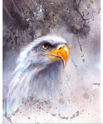 Beautiful Painting Of A Bald Eagle Head Against An Abstract Background