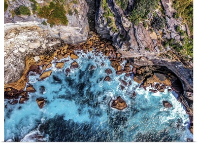 Birdseye View Of Cliffs, Stones, And Rocks Close To Watsons Bay