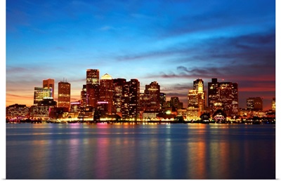 Boston Skyline at night, Massachusetts