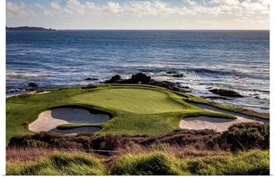 Coastline Golf Course Greens And Bunkers In California, USA