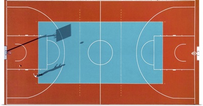 Creative Aerial View Over Basketball Outdoor Court