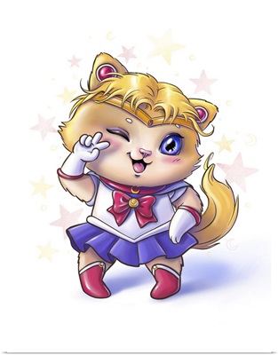 Cute Lovely Kitty In Sailor Moon Dress