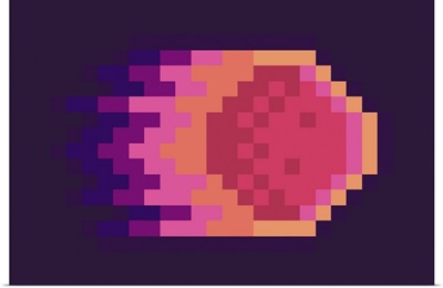 Falling Pixel Asteroid In Fire