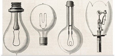 Four kinds of lamp: Edison, Maxim, Swan, and Werdermann