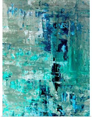 Generous - Modern blue and beige abstract painting