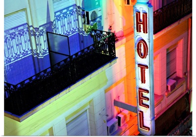 Hotel sign at night in Buenos Aires
