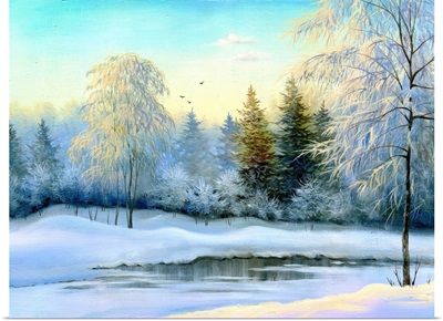 Lake in a Winter Forest