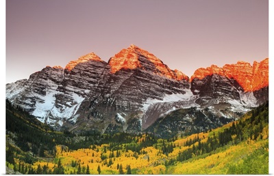 Maroon Bells At Sunrise, White River National Forest, Colorado
