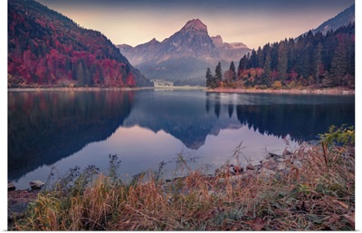 Obersee Lake And Nafels Village In Autumn